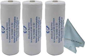 3 Titon 72300 Replacement Battery for Welch Allyn 72300 3.5V with Loopacell Cloth
