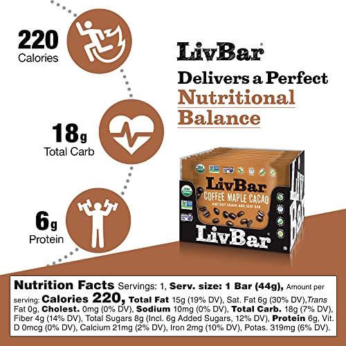 image for LivBar - Organic Superfood Nutrition Bar Variety Pack - USDA Certified