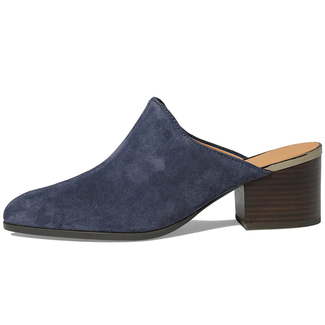 Dystralix Women Chunky Block Heel Mules Pointed Closed Toe Suede Mule Sandals Slip-On Stacked Heels Booties Backless 2" Heeled Slide Shoes Fashion