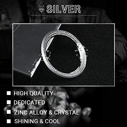 CARFIB Car Interior Bling Accessories for BMW 3 5 7 X3 X5 Series F30 G20 G30 G11 F25 G01 F15 G05 Steering Wheel Emblem Logo Ring Decal Sticker Cap Parts Decoration Men Women Zinc Alloy Crystal Silver