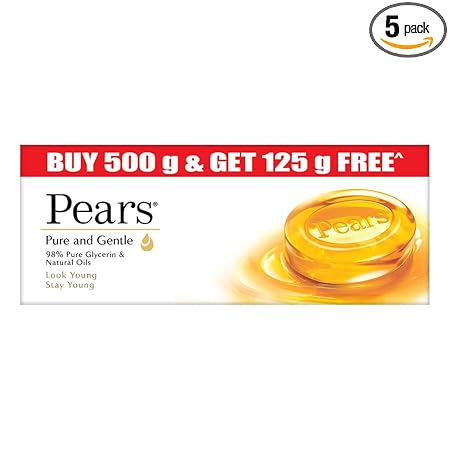 Pears Moisturising Bathing Bar Soap 125gm, Pack of 5 Pears Moisturising Bathing Bar Soap 125gm, Pack of 5