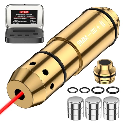 VSTRANICS 9mm Laser Training Cartridge Dry Fire Laser Training System for Dry Fire Practice and Shooting Training with 3 Set Batteries