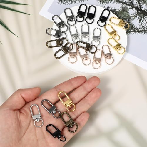 Image of Tia Strap Buckles Metal Clasps Lobster for Handbag, Spring Ring, Purse Dog Hook, Key Chain Swivel Trigger Snap Hook DIY and Purse Making Accessories (Bronze Push Gate Hook Swivel-Premium-33x10mm, 6)