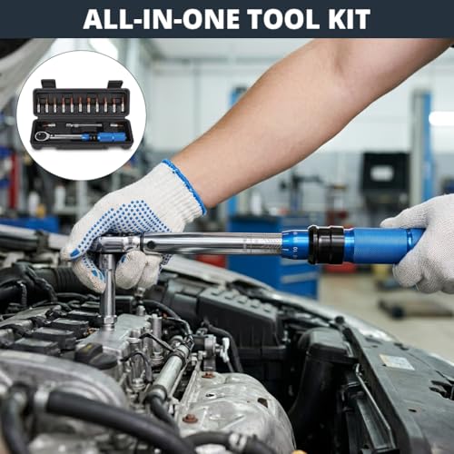 Image of Serplex 15PCS 1 /4 Inch Adjustable Torque Wrench, 2-24Nm Click Ratchet Set