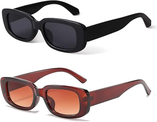 Being Better Rectangle Sunglasses for Women Retro Driving Glasses 90's Vintage Fashion Narrow Square Frame UV400 Protection