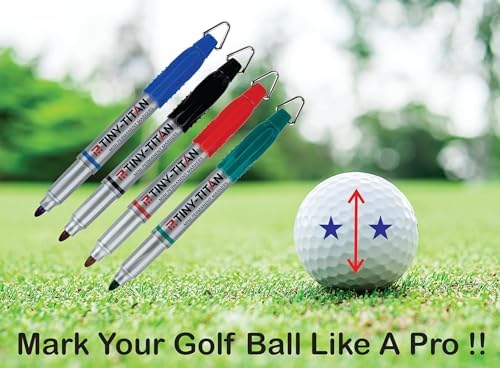 Tiny-Titan Mini Markers - Keychain Clip Golf Ball Marker - Clip On Nurse's Badge - Fine Point - Assorted Red, Blue, Green, Black - 4 Pens Per Pack Detail