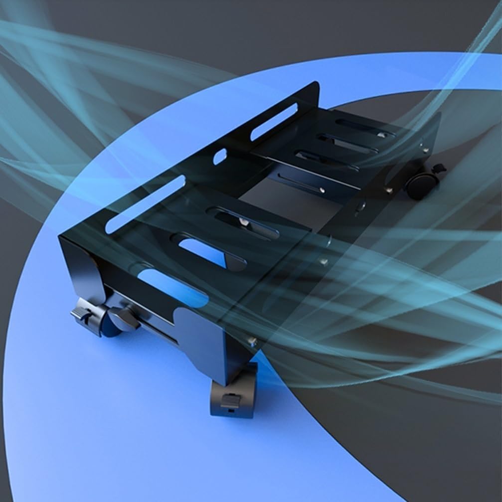 Adjustable PC Cart Stand – Rolling CPU Trolley with Locking Caster Wheels, Mobile Computer Tower Holder for Home & Office(Size:Large,Color:Black)