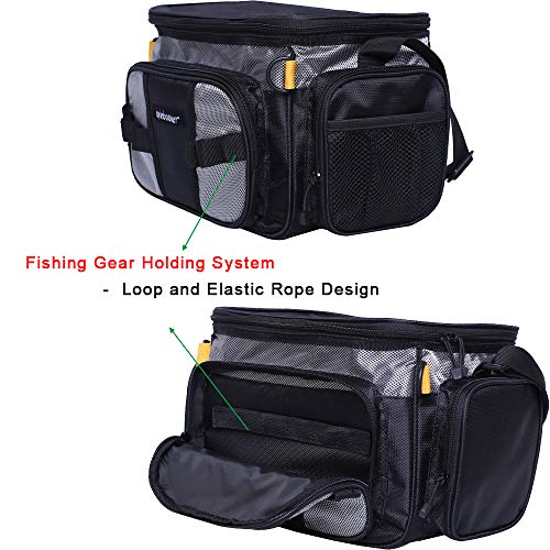 Kylebooker Small Fishing Tackle Storage Bag Fishing Gear Bags Portable Fishing Organizer Shoulder Satchel (Black) #TOP7