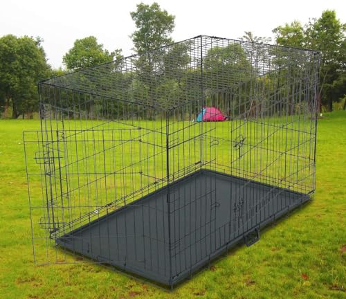 TactFire Hundekäfig Faltbar klappbar mit 2 Türen,Hundehöhle Hundebox Auto mit Bodenschale,(XXL) 121 x 74 x 81 cm,Zusammenklappbarer
