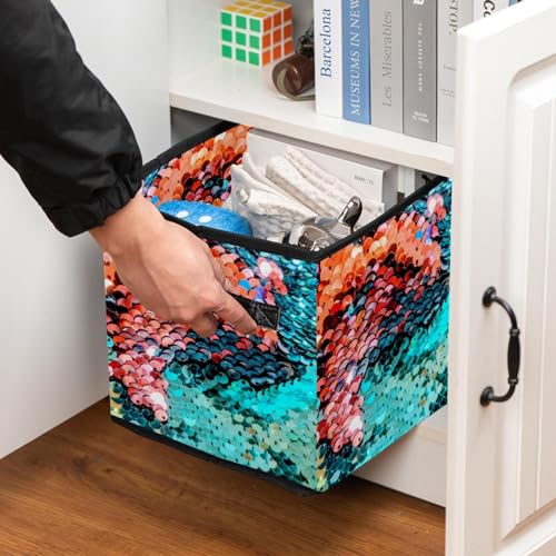 Boîte de rangement pliable multicolore en tissu pour placard - 7