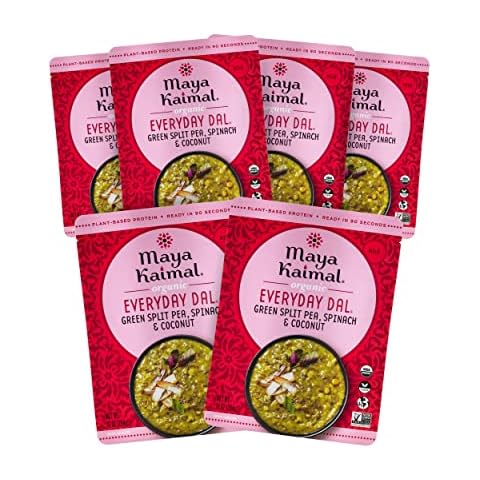 Maya Kaimal Organic Indian Green Split Pea Everyday Dal, Fully Cooked with Spinach and Coconut. Vegan, Microwavable, Ready to Eat 6 Count , 10 oz (Pack of 6) Cover
