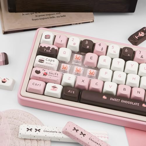 Image of PBT Keycaps Strawberry Chocolate Pink Cute Key Cap for Cherry MX