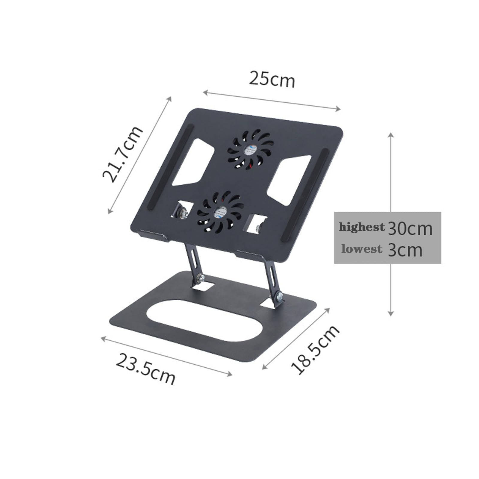 Supporto per computer portatile, girevole a 360°, raffreddamento ventola, pieghevole, in lega di alluminio, adatto per computer portatili fino a 17,3" (bianco)