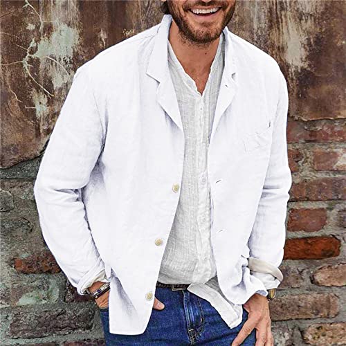 Men's Casual Blazers Loose Fit Long Sleeve Button Down Solid Lapel Collar Jackets Lightweight Business Work Shirts Plus Size2