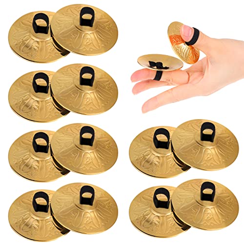 BESPORTBLE 10pcs Mini Copper Finger Cymbals for Adults Easy to Use Musical Instrument for Belly Dancing Dance Parties Early Education Small Lightweight Percussion