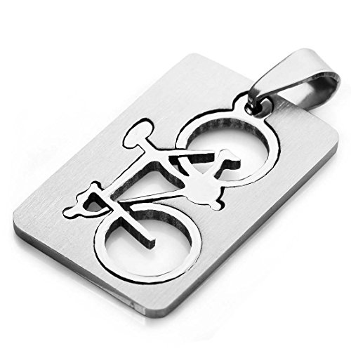 Gaoominy Collar Colgante de Bicicleta de Acero Inoxidable para Hombres, Cadena de Plata de 58cm Cover