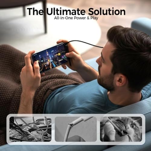 Image of 240W USB Type C to Type C Fast Charging Cable with Foldable Phone Stand, 90 Degree Elbow Nylon Braided Data Cable, 480 Mbps USB C Charger Cord for Gaming, Tablets, Smartphones and Laptops
