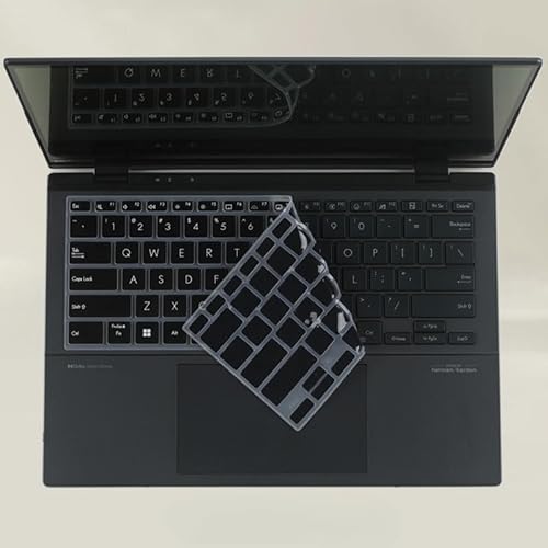 Jarttarn 4-Pack Keyboard Protective Film Compatible with 2025 ASUS Zenbook Duo 2-in-1 Laptop Dual 14'' OLED (UX8406C) Silicone TPU Laptop Keyboard Cover Skin (Half Transparent Black)