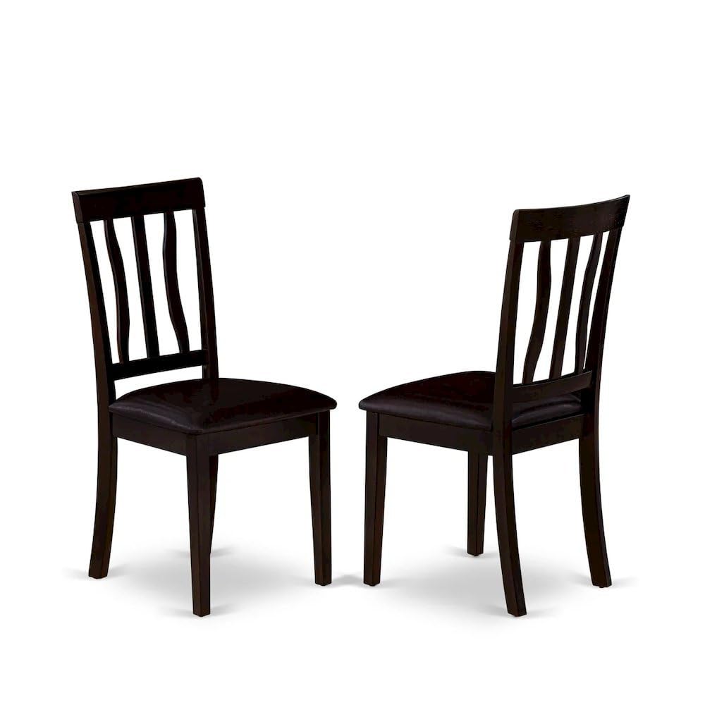 Faux Leather-Upholstered Wooden Dining Chairs Set of by Furnifact – Wood, Black, Pack of 2