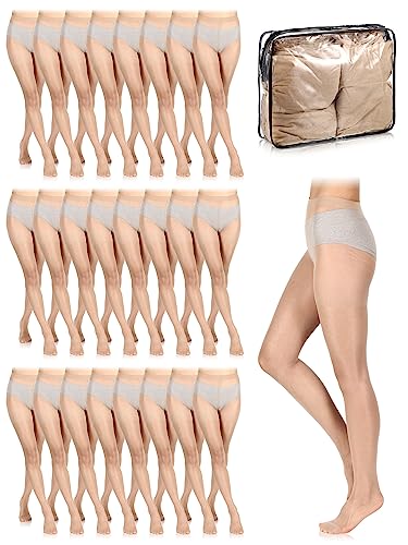 Foaincore 24 Pairs Pantyhose Bulk Women's Control Top Pantyhose Multipack Stockings Sheer Tights for Women