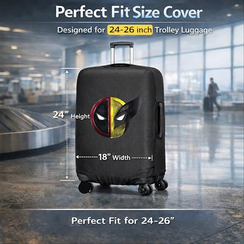 Image of WanderWraps Spendex Polyester Protective Luggage Cover | Hard Luggage Trolley Bag Cover | Washable | Dust Proof | Stretchable | M - 24 inch | Deadverine