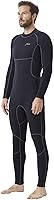 Hevto Men's 3/2mm Neoprene Wetsuit Full Suit Back Zipper for Cold Water Surfing Swimming Diving