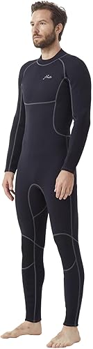 Hevto - Traje completo de neopreno para hombre, de 0.118 pulgadas, con manga larga y cierre en la espalda, mantiene el calor, para bucear, surfear,