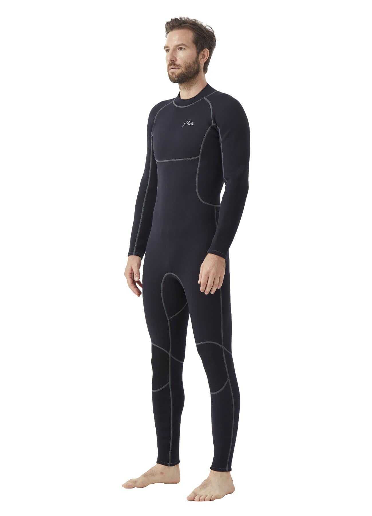 Hevto Men Wetsuits 3/2mm Neoprene Wet Suit Back Front Zip in Cold Water for Surfing Swimming Diving
