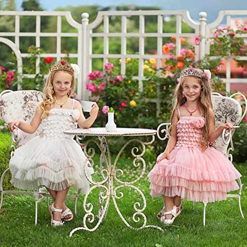 Fivebop Princess Dress Up Accessories Crown Set Cosplay Party Costume Heart Crystal Wand Necklace Earrings Gloves For Girl (4Pack-Black+Yellow+Green+Rose Red) #TOP5