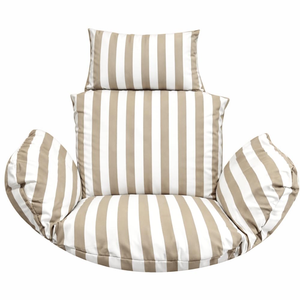 Bielik Outdoor Waterproof Cushion for Hanging Egg Chair – Foam Filled Garden Swing Pad with Removable Cover – OEKO-TEX Certified – European Made – Universal Fit (Yellow stripes)