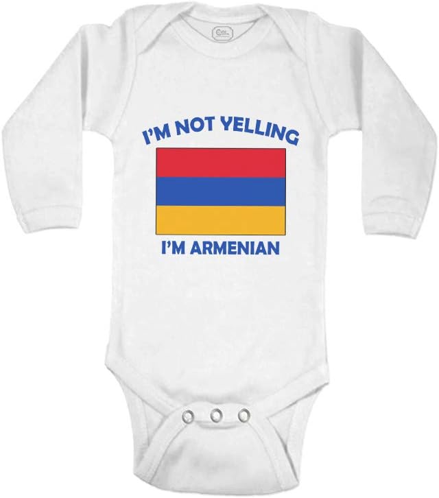 Baby Long Sleeve Bodysuit I'm Not Yelling I Am Armenian Armenia Countries Cotton