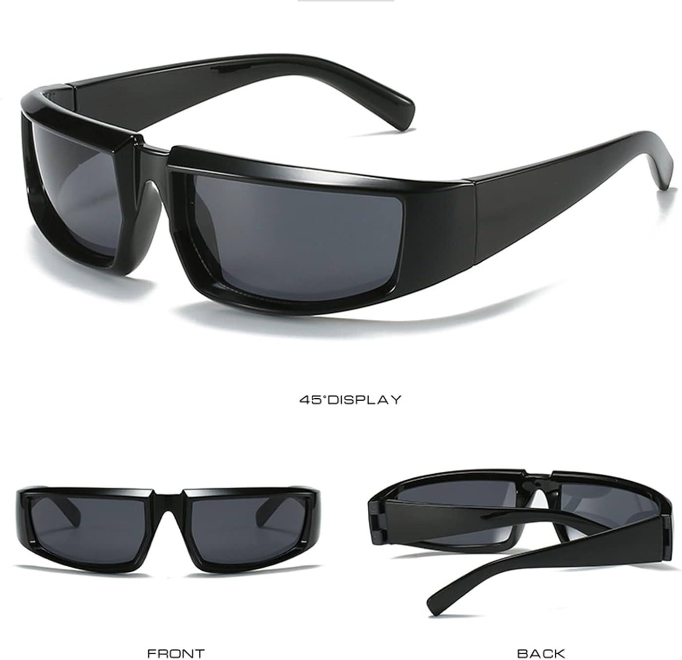 Miniatura 6 de ADE WU Gafas de sol envolventes para mujeres y hombres, gafas de sol futuristas, lentes de sol rectangulares de moda Y2K de moda