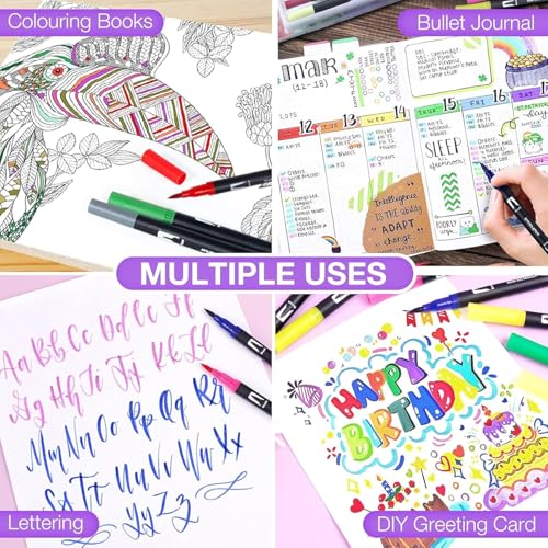 Image of Premium 24 Set Sketch Pen Set Drawing Pen Dual Tip Brush Pens Markers 24 Shades Art Markers Set Fineliner Color Pens Water Based Marker for Calligraphy Sketching,Multicolor | Drawing Pen, 24 Shades Art Markers, Fineliner Color Pens, Water Based Marker, For Calligraphy Sketching
