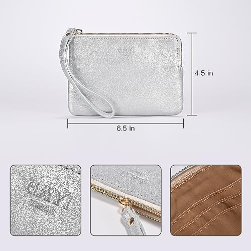 Image of Genuine Leather 4.5 x 6.5 Wristlet Purse for Women, Evening Wristlet Pouch Clutch Bag