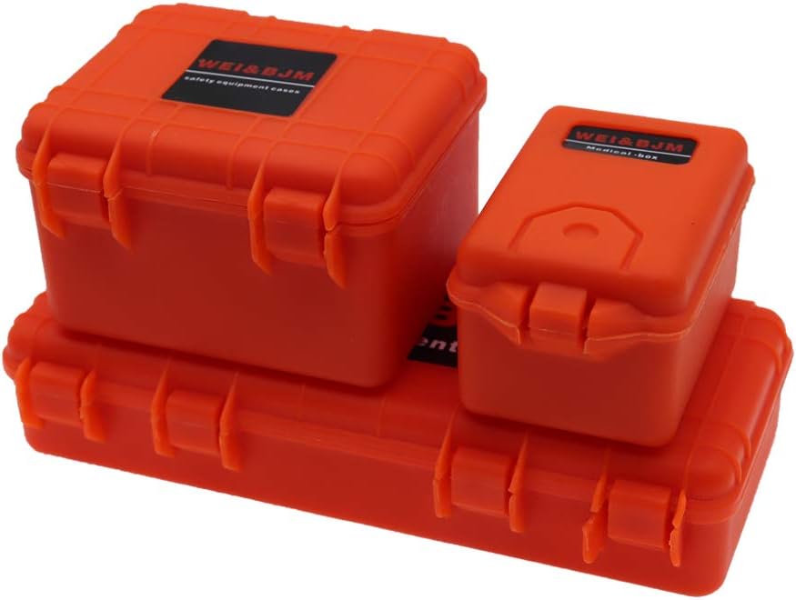 REhobby 3Pcs 1/10 Mini Toolbox Trunk Decoration Accessories for 1:10 RC Crawler Car Traxxas Trx4 Axial Scx10 90046 CC01 D90 D110 (Orange)