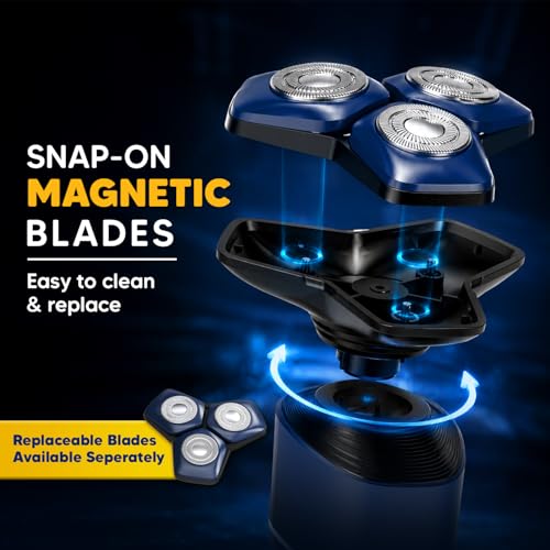 Image of LetsShave 360 Pro Electric Shaver for Men - 6D Skin Adaptation Technology, Wet & Dry Use, Self-Sharpening Blades | Face Cleansing & Scrubbing Attachments | 70+ Min Runtime, USB-C Fast Charging | 3 Years Warranty