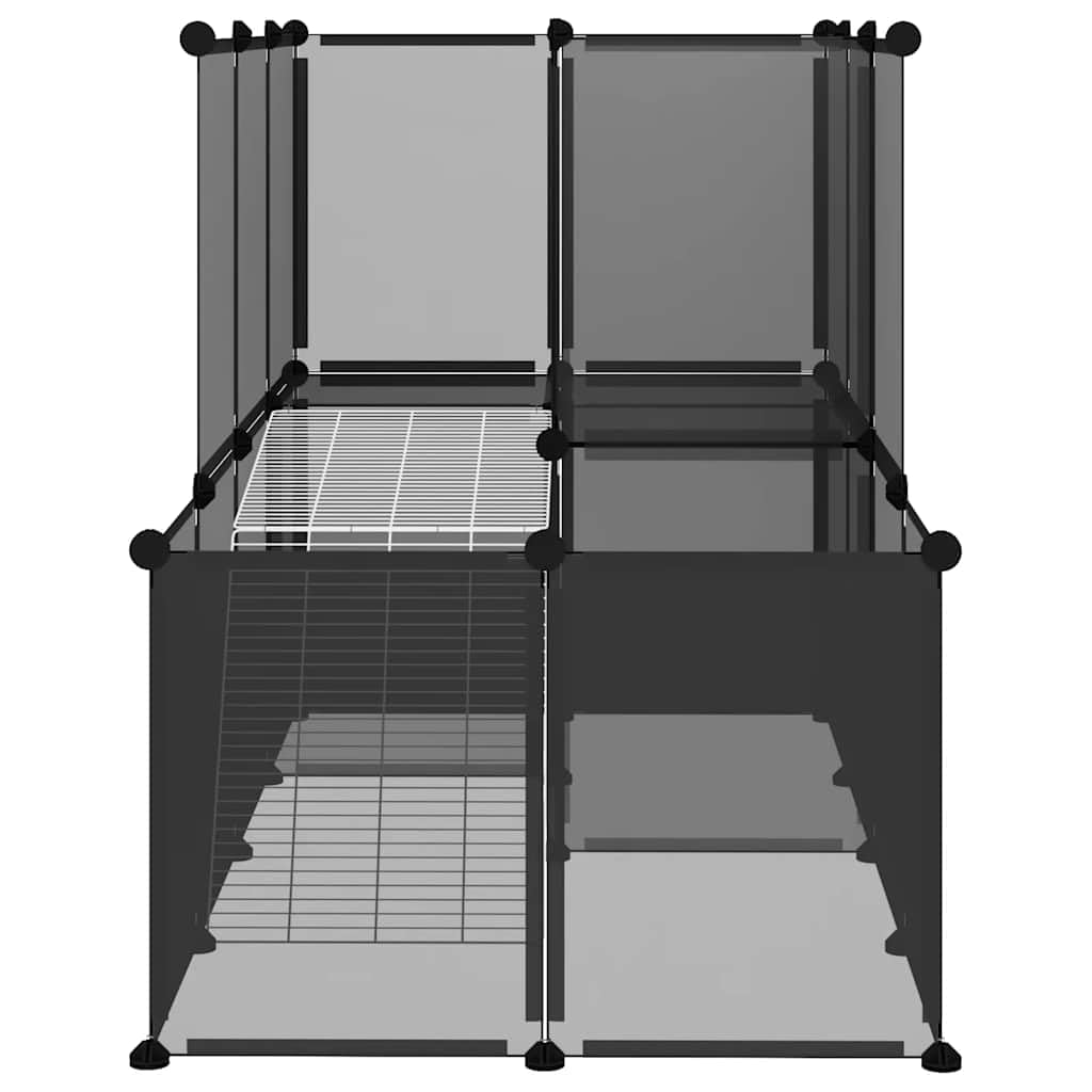 Mangloder Kleintierkäfig Schwarz 142 x 74 x 93 cm aus PP und Stahl, faltbar, klappbar, modular, Laufstall für Kaninchen, Meerschweinchen, Hamster, Indoor und Outdoor