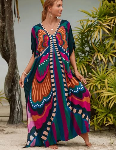 Image of NFVNKJ Women's Plus Size Beach Lounge Kaftan Maxi Dress Swimsuit Coverup for Women