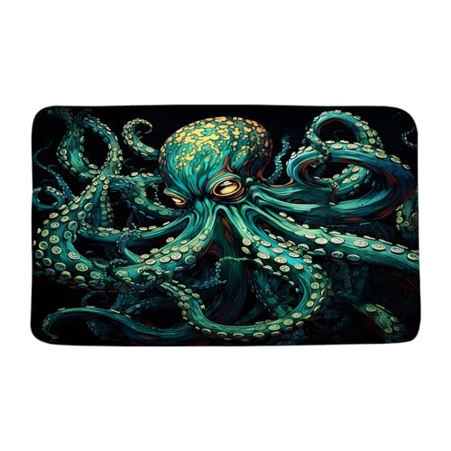CCNSTMS Nautical Octopus Bath Mat Kraken Tentacles Ocean Animal Vintage Antique Adventure Memory Foam Bathroom Rug Room Decor Doormat