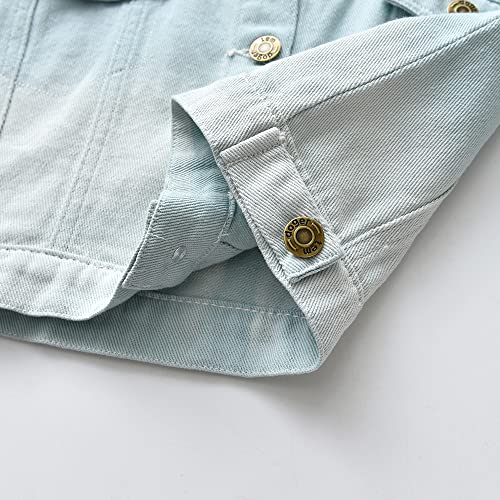 Irsutey Toddler Kid Baby Boys Girls' Gradient Long Sleeve Denim Jacket Button Down Solid Thick Jean Jacket Comfy Coat3
