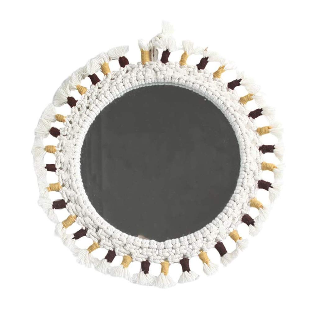 Espejo de maquillaje de mano. Espejo de pared nórdico decorativo redondo colgante espejo de maquillaje cosmético vidrio de afeitar decoración del hogar for salón baño encimera tocador (plata)
