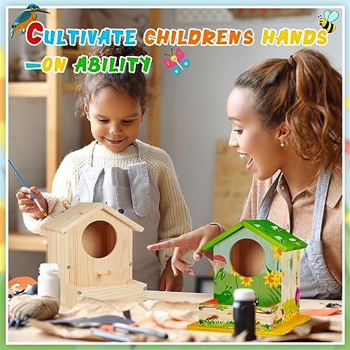 Image of Liliful 2 Pack Birdhouse Kits for Kids, DIY Wooden Bird House Kit to Build and Paint, Birdhouse Painting Kit for Kids Ages 4-8 8-12, Arts and Crafts Activity, Classroom Gift for Boys Girls