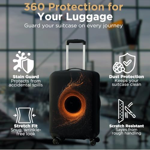 Image of WanderWraps Spendex Polyester Protective Luggage Cover | Hard Luggage Trolley Bag Cover | Washable | Dust Proof | Stretchable | L - 28 inch | D2
