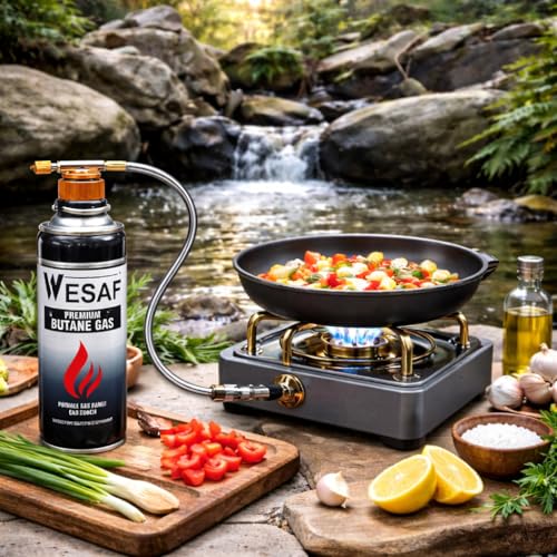 Image of WESAF Butane Gas Can 225GM | Portable High Pressure Refill Flame Lighters, Small Stove, Flame Torch, Welding Fuel Gas, Camping Stove | Aluminium Butane Gas Can /Canister for Camping Stove Grade 0001