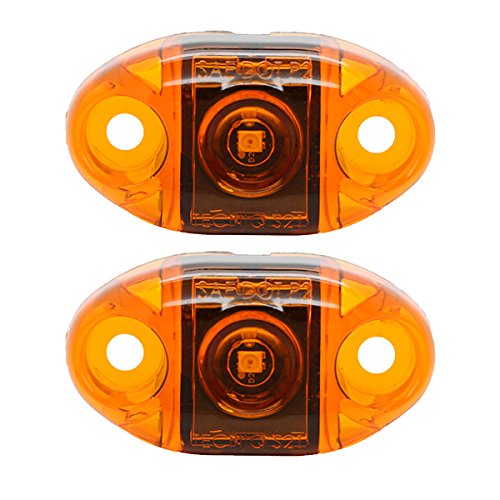 Pair of LED Amber Oval Surface Mount Clearance Side Marker Light - USA Made with, PC Rated (Two Lights)