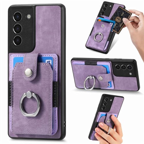 Étui portefeuille pour Samsung S22 Ultra en cuir violet avec support voiture magnétique