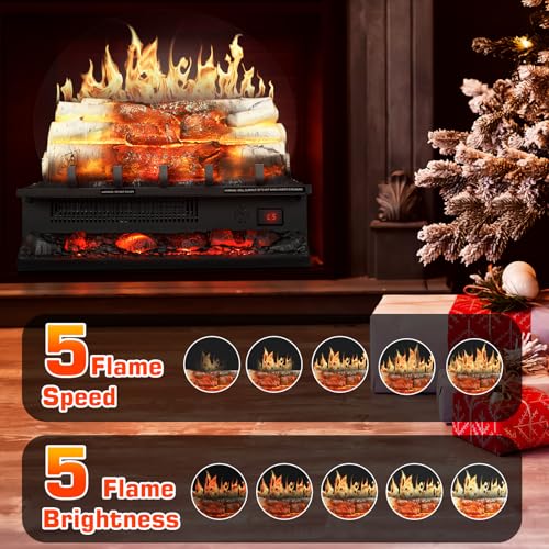 Xbeauty Electric Fireplace Log Set with 8H Timer & Sound Effects, 21-inch Freestanding Heater, Remote Control, 3 Sound Modes, 5 Flame Speed & Brightness, 750W/1500W Dual Heating - Image 2