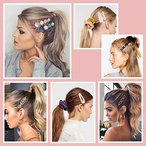 image for laxizar 32 Pcs Pearl Acrylic Large Medium Mini Hair Clips Pins Barrett