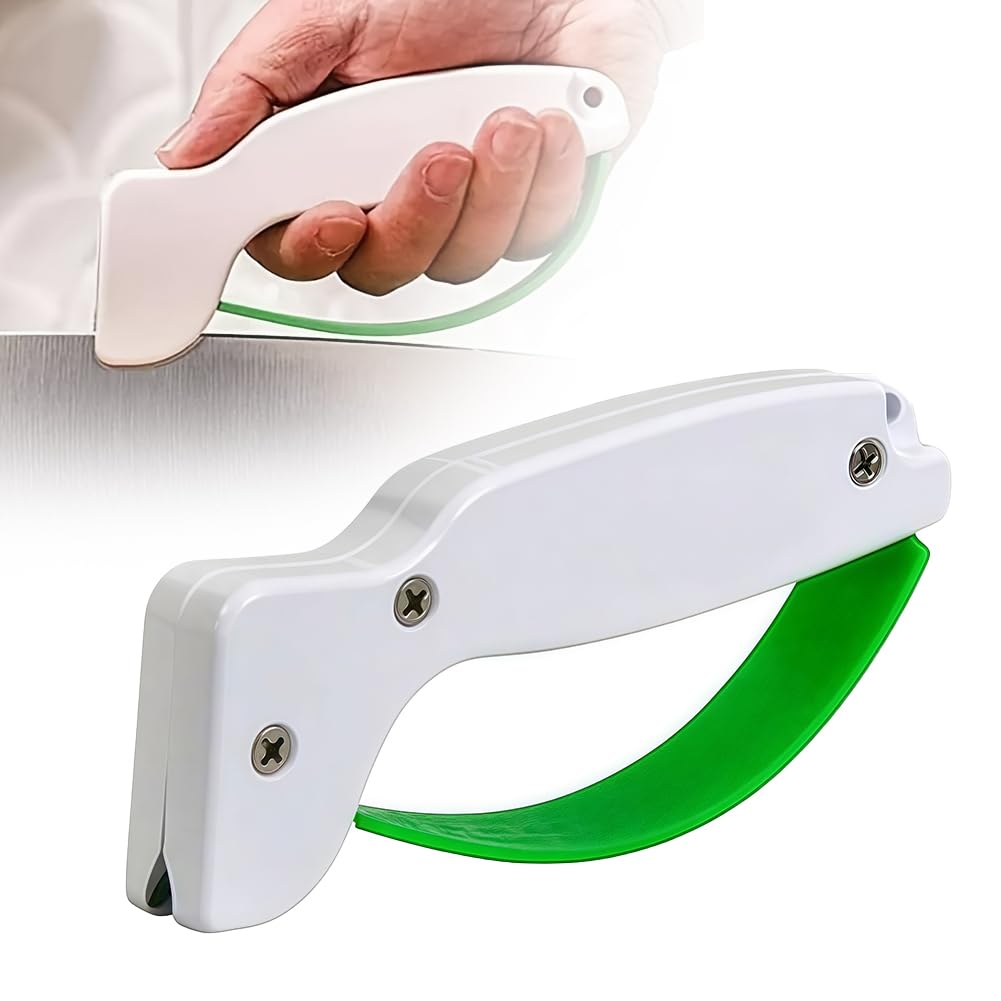 Quick Knife Sharpener for Kitchen Hand-Held Carbide Blade Sharpener Safe Easy Pull-Through Design for Chef Pocket Serrated Knives