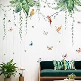 Adhesivo de pared, diseño de hoja de palma tropical, diseño de plantas de vid verde para colgar en la pared, para pasillo, baño, sala de estar, dormitorio y habitación infantil